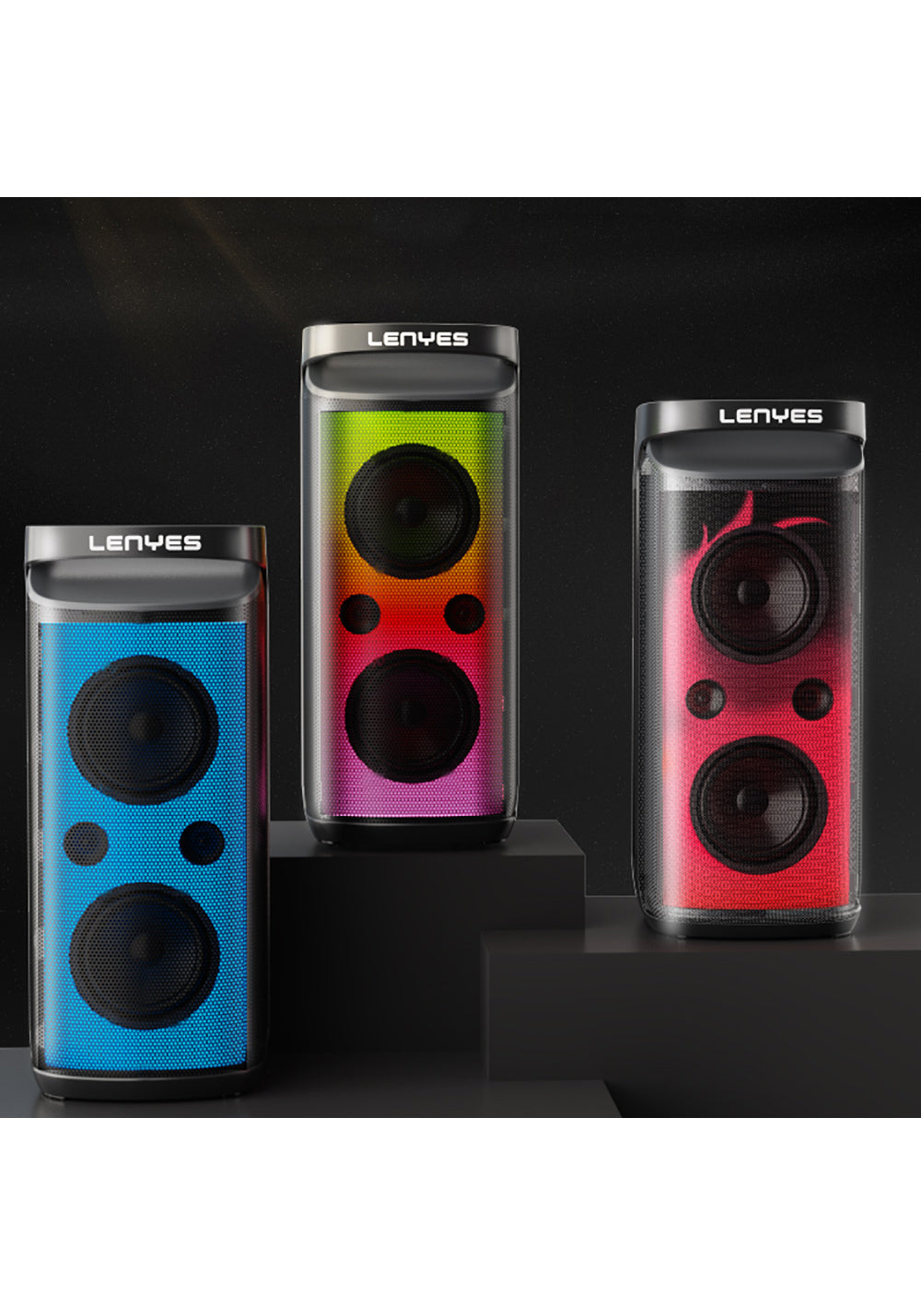 Lenyes S883 Su Geçirmez Tekerlekli Mikrofonlu Çoklu Giriş RGB Işıklı TWS Karaoke FM Bluetooth Hoparlör v5.3 360W