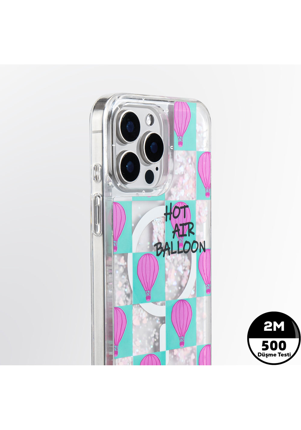 Apple iPhone 16 Pro Kılıf Manyetik Şarj Uyumlu Parlak Kumlu Sıvılı Youngkit Pink Dream Quicksand Serisi Kapak