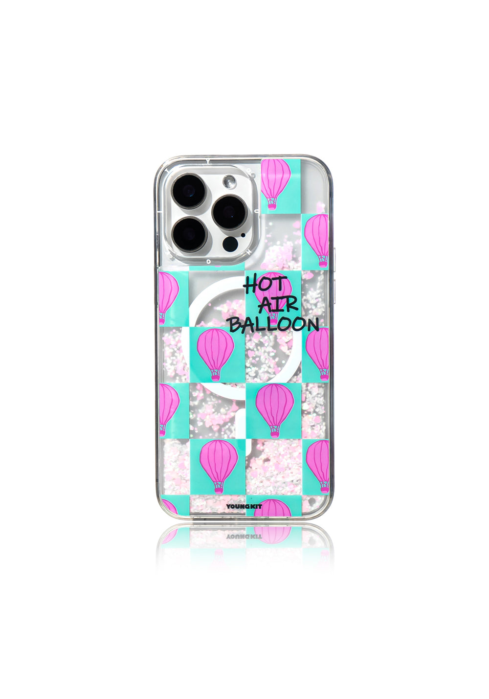 Apple iPhone 16 Pro Kılıf Manyetik Şarj Uyumlu Parlak Kumlu Sıvılı Youngkit Pink Dream Quicksand Serisi Kapak