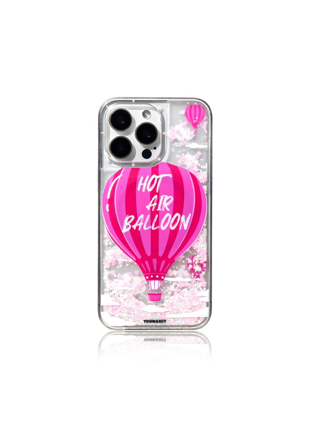Apple iPhone 16 Pro Kılıf Manyetik Şarj Uyumlu Parlak Kumlu Sıvılı Youngkit Pink Dream Quicksand Serisi Kapak