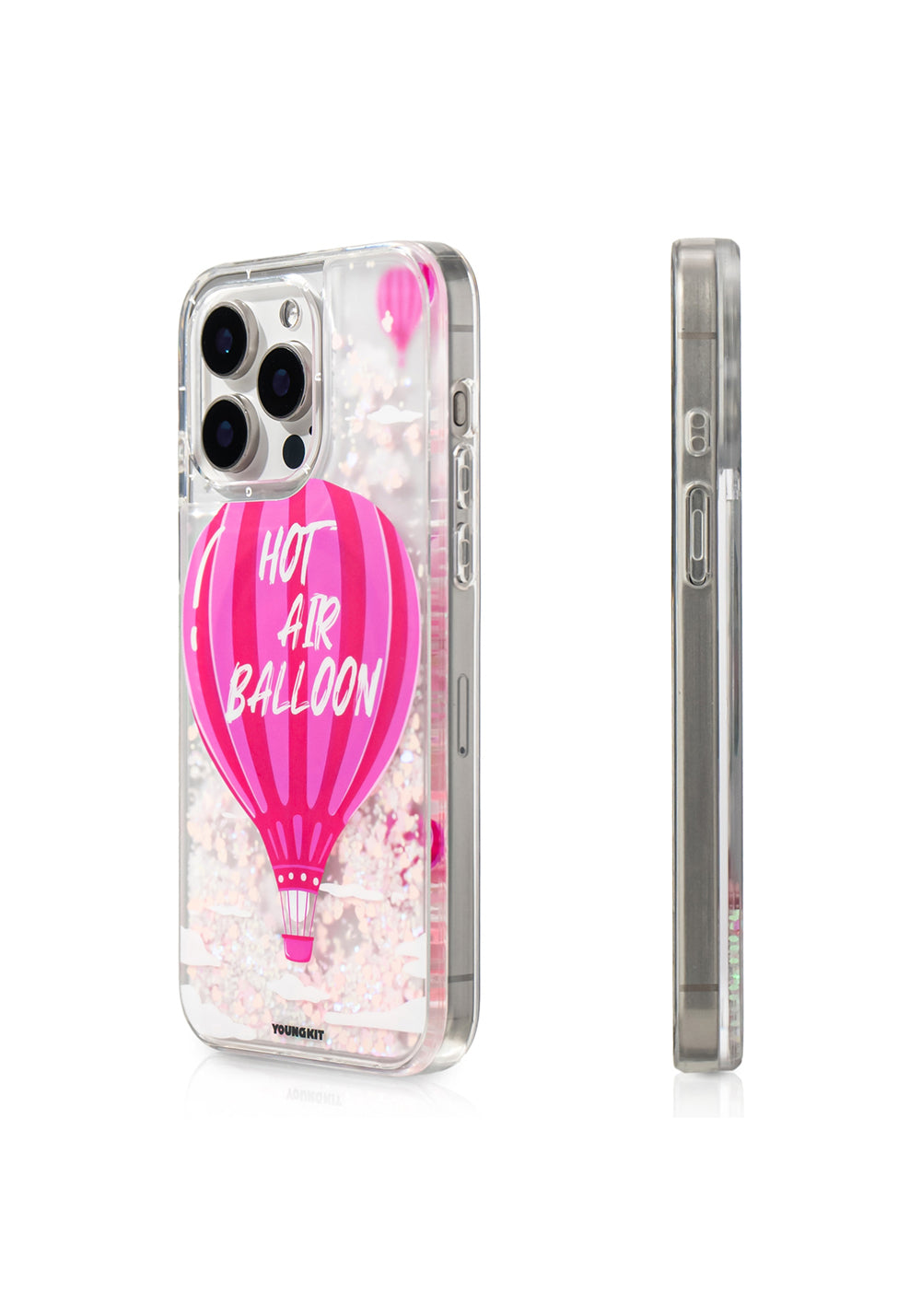 Apple iPhone 16 Pro Max Kılıf Manyetik Şarj Uyumlu Parlak Kumlu Sıvılı Youngkit Pink Dream Quicksand Serisi Kapak