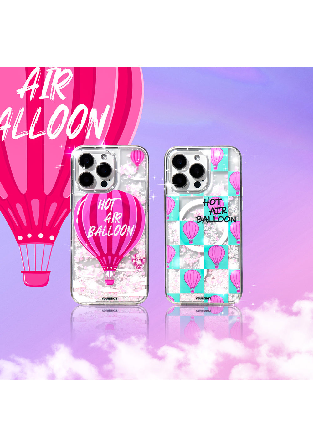 Apple iPhone 16 Pro Max Kılıf Manyetik Şarj Uyumlu Parlak Kumlu Sıvılı Youngkit Pink Dream Quicksand Serisi Kapak