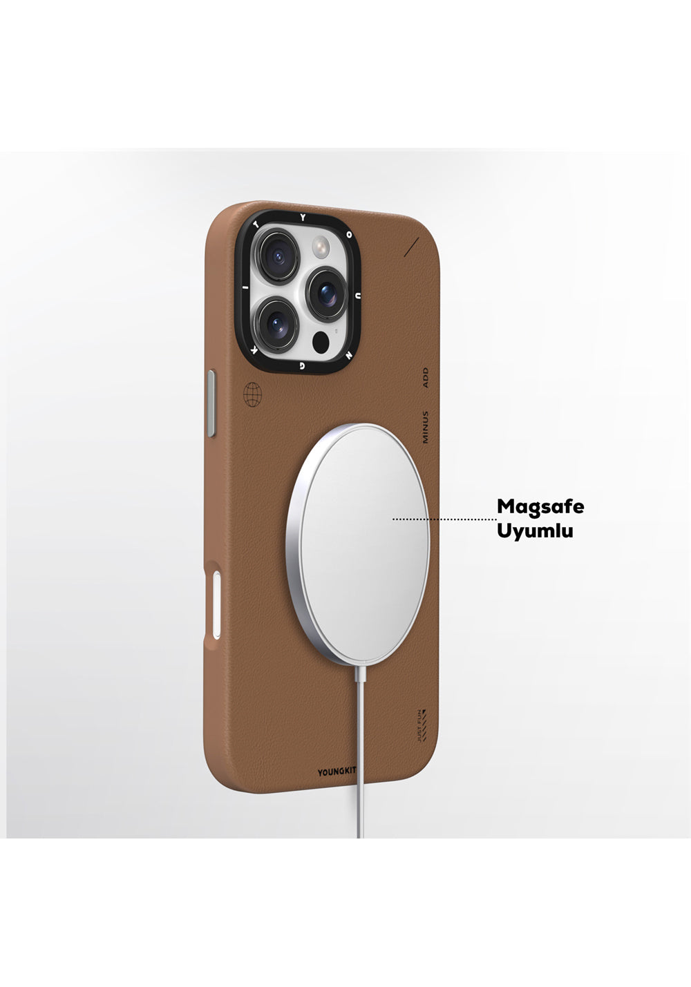 Apple iPhone 16 Pro Max Kılıf Manyetik Şarj Uyumlu Basit Mat Deri Desenli Youngkit Tech Fashion Serisi Kapak