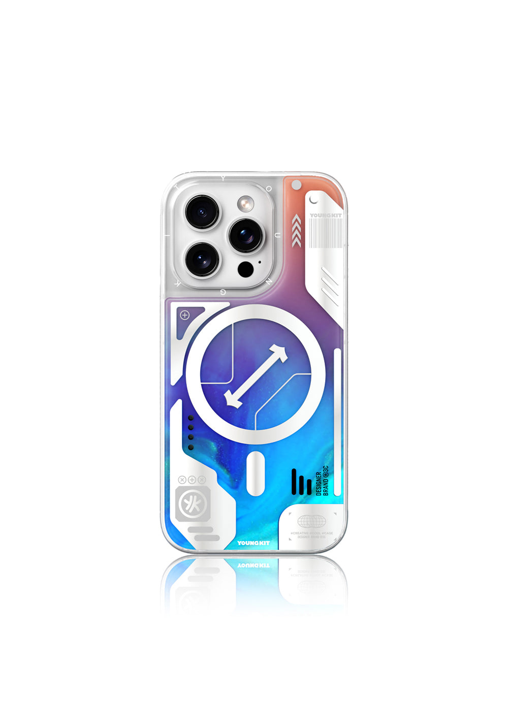 Apple iPhone 16 Pro Kılıf Manyetik Şarj Uyumlu Parlak Kumlu Sıvılı Tasarımlı Galaxy Fantasy Serisi Kapak