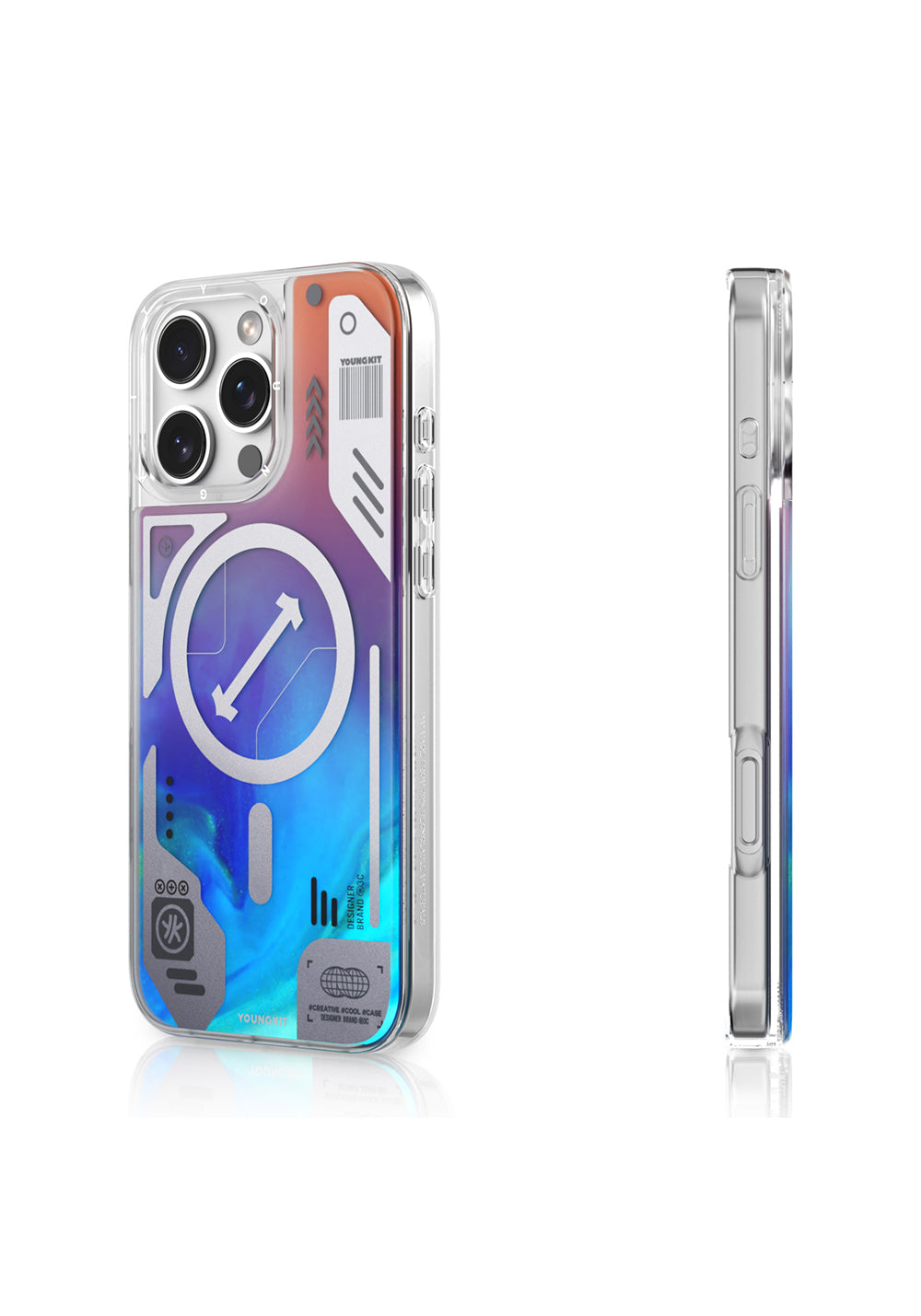 Apple iPhone 16 Pro Max Kılıf Manyetik Şarj Uyumlu Parlak Kumlu Sıvılı Tasarımlı Galaxy Fantasy Serisi Kapak