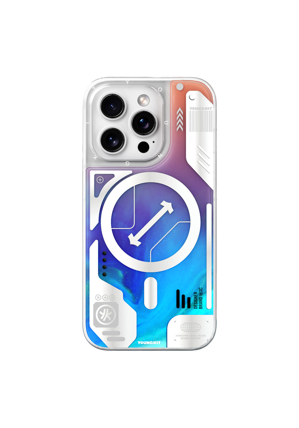 Apple iPhone 16 Pro Max Kılıf Manyetik Şarj Uyumlu Parlak Kumlu Sıvılı Tasarımlı Galaxy Fantasy Serisi Kapak