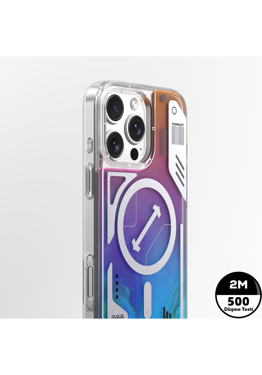 Apple iPhone 16 Pro Max Kılıf Manyetik Şarj Uyumlu Parlak Kumlu Sıvılı Tasarımlı Galaxy Fantasy Serisi Kapak