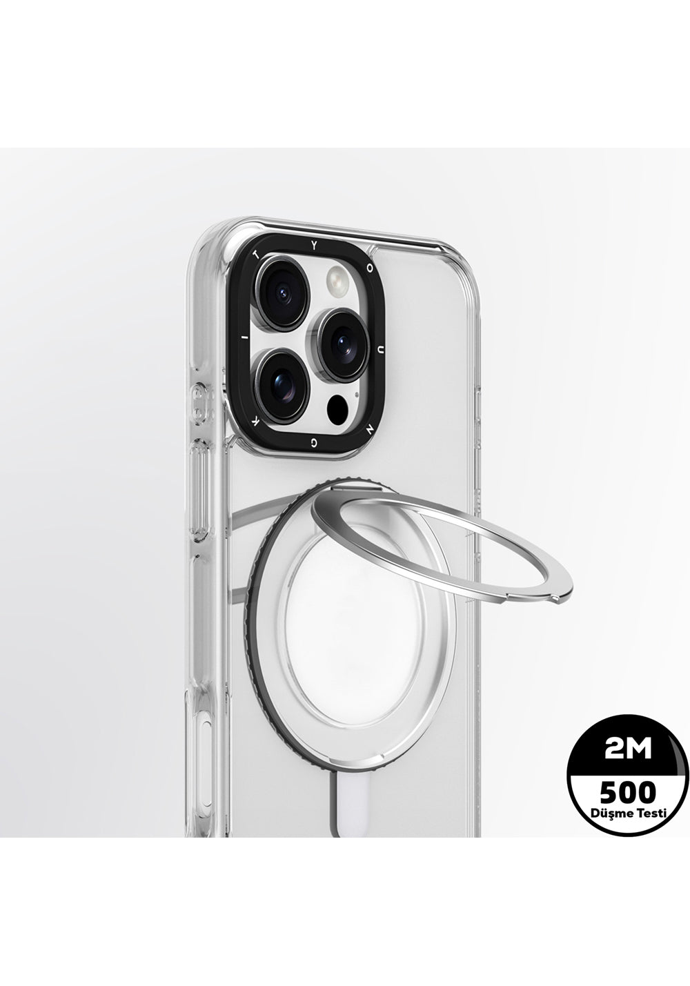 Apple iPhone 16 Pro Kılıf Manyetik Şarj Uyumlu Parmak Ring Standlı Youngkit Pivot Serisi Kapak