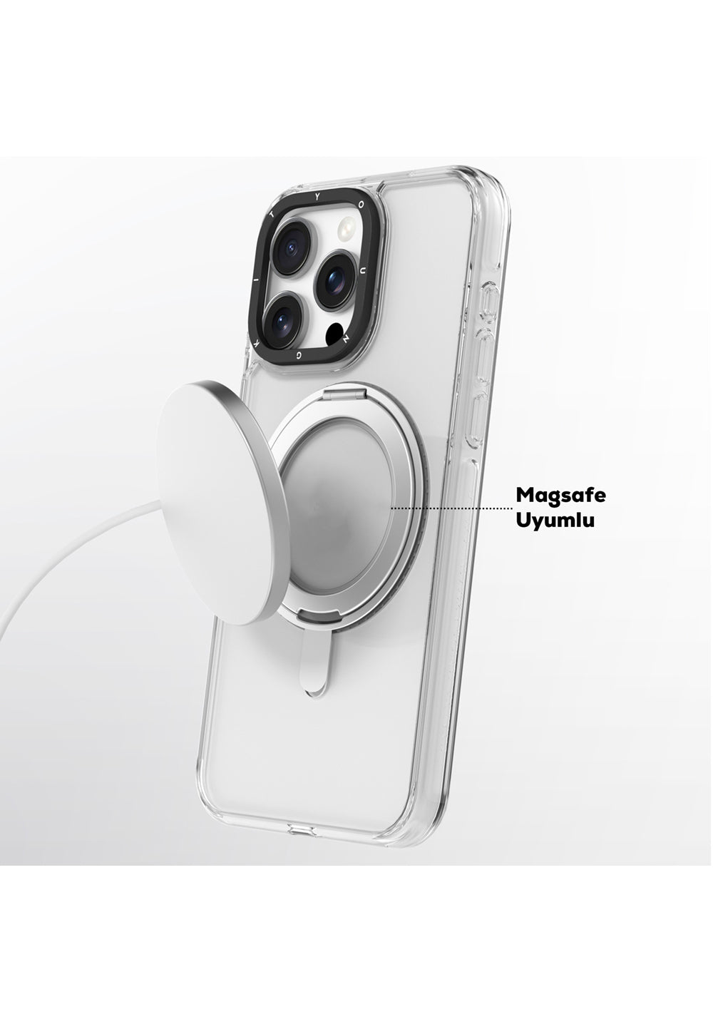 Apple iPhone 16 Pro Kılıf Manyetik Şarj Uyumlu Parmak Ring Standlı Youngkit Pivot Serisi Kapak
