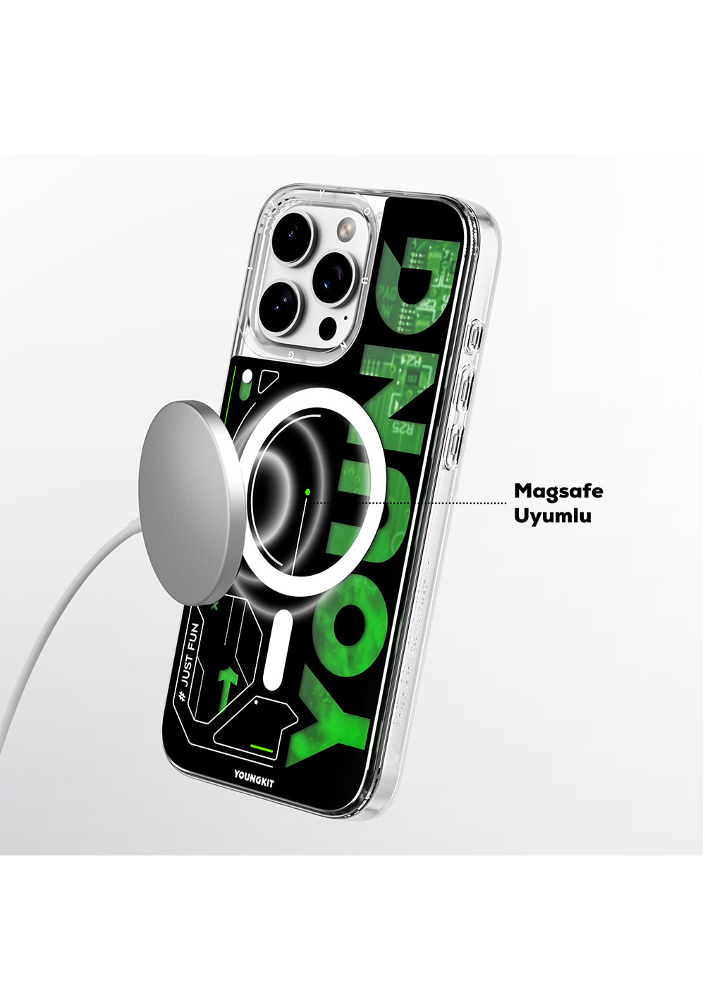 Apple iPhone 16 Pro Max Kılıf Manyetik Şarj Uyumlu Airbagli Çift Katmanlı Youngkit Future Streamer Serisi Kapak