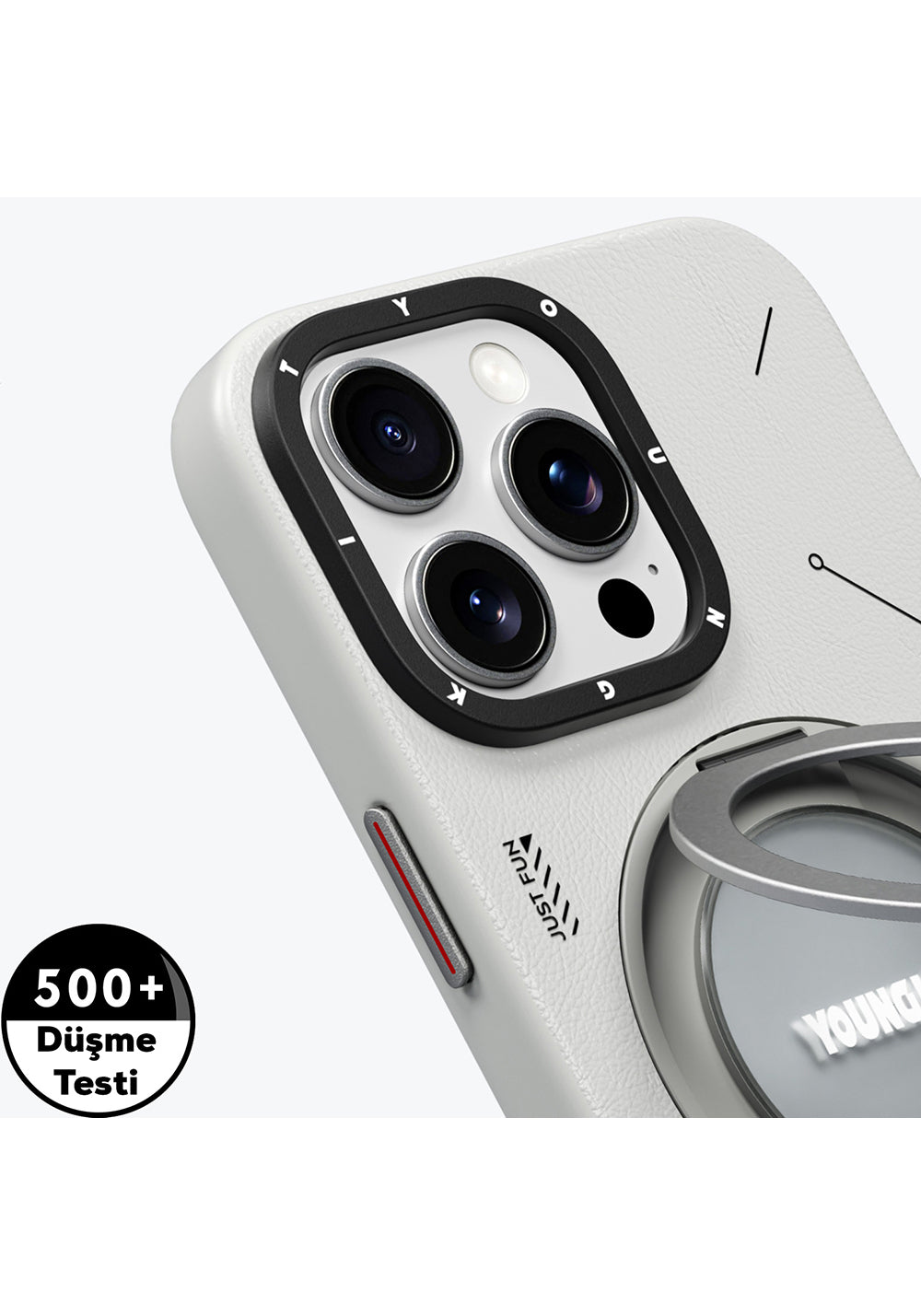 Apple iPhone 16 Pro Max Kılıf Manyetik Şarj Uyumlu 360° Standlı Basit Mat Deri Desenli Youngkit Tech Leather Serisi Kapak