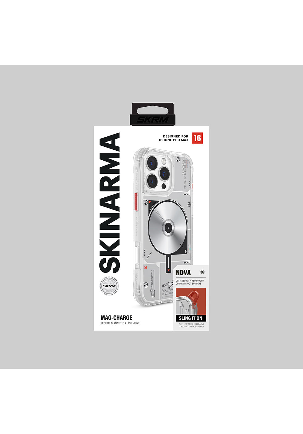 Apple iPhone 16 Pro Max Kılıf Manyetik Şarj Uyumlu Disk Desenli Airbag Tasarımlı Skinarma Nova Kapak
