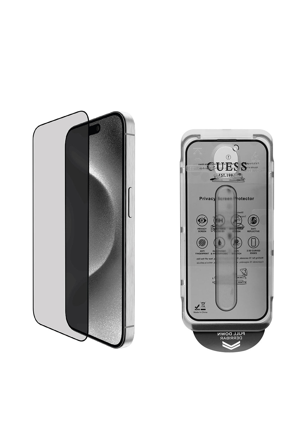 Apple iPhone 16 Pro Max Guess Orijinal Lisanslı Hayalet Privacy Temperli Cam Ekran Koruyucu Uygulama Aparatlı Outline Serisi