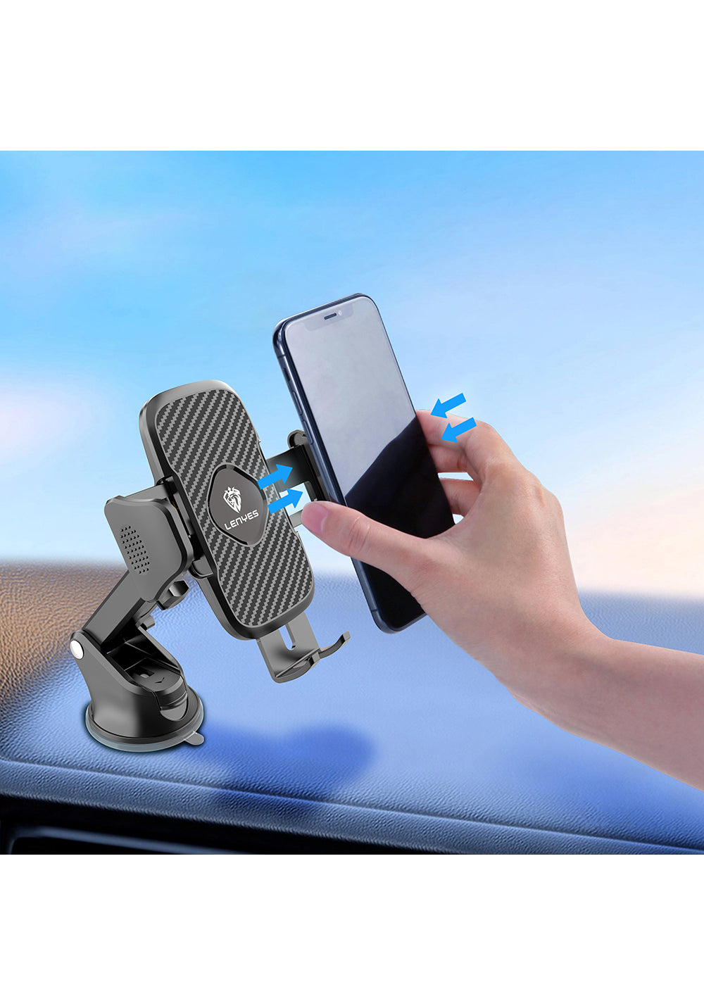 Lenyes CR121 Sarsıntı Önleyici 360° Derece Dönebilen Teleskopik Vantuzlu Tasarım Araç Telefon Tutucu