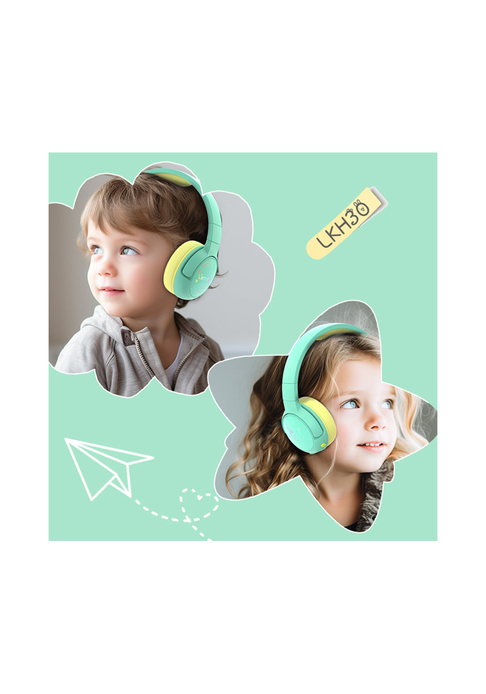 Lenyes LKH30 Ayarlanabilir Katlanabilir Çocuklara Özel Işık Efektli Kulak Üstü Kablolu ve Bluetooth Kulaklık v5.3