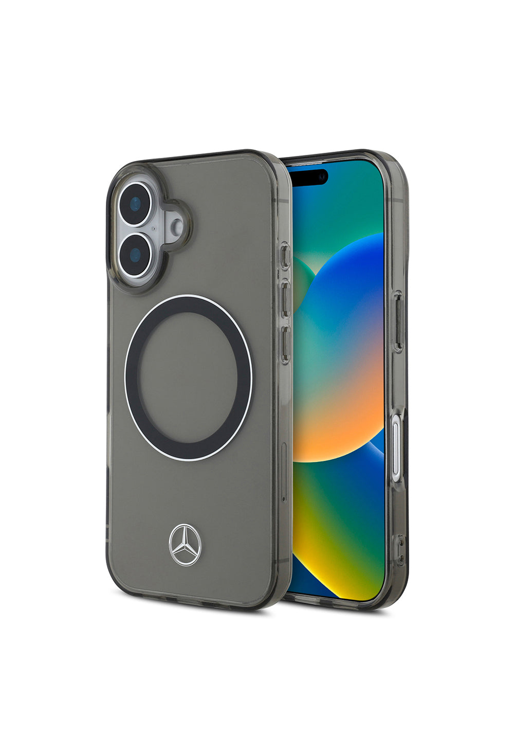 Apple iPhone 16 Kılıf Mercedes Benz Orijinal Lisanslı Manyetik Şarj Uyumlu Saydam Yüzey Silver Ring Kapak