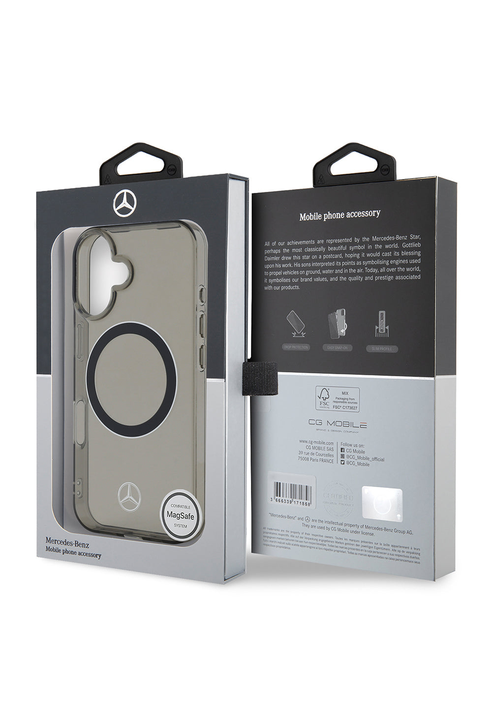 Apple iPhone 16 Kılıf Mercedes Benz Orijinal Lisanslı Manyetik Şarj Uyumlu Saydam Yüzey Silver Ring Kapak