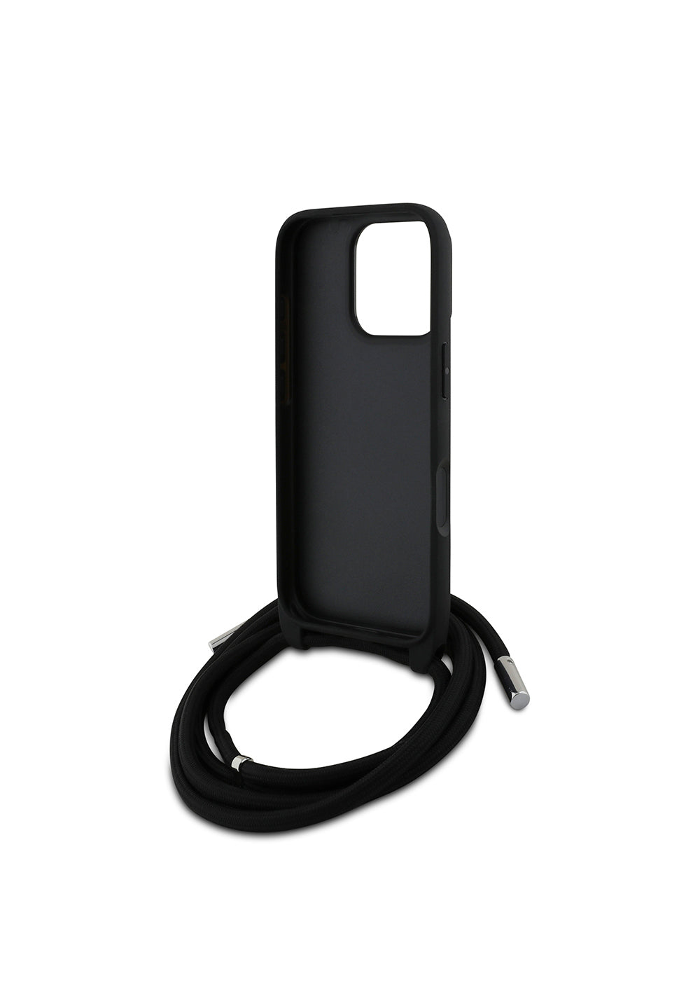 Apple iPhone 16 Pro Kılıf Karl Lagerfeld Orijinal Lisanslı Askı İpli Taşlı KL Yazılı Crossbody Cord Kapak