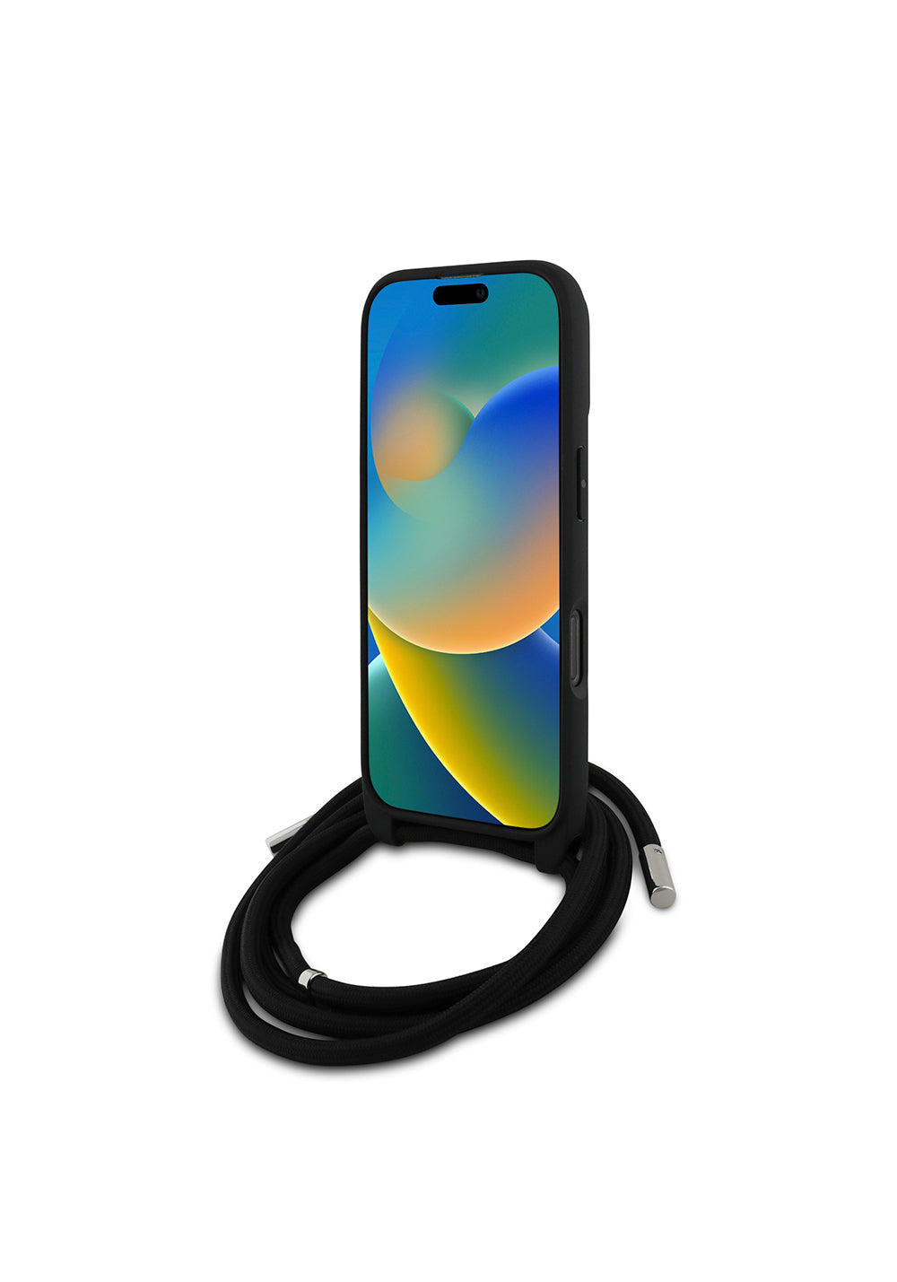 Apple iPhone 16 Pro Max Kılıf Karl Lagerfeld Orijinal Lisanslı Askı İpli Taşlı KL Yazılı Crossbody Cord Kapak