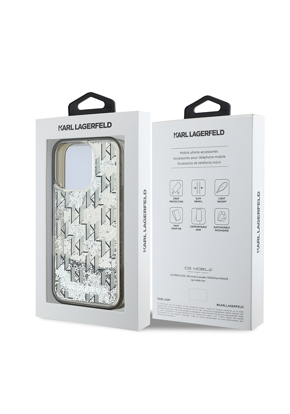 Apple iPhone 16 Pro Max Kılıf Karl Lagerfeld Orijinal Lisanslı Simli KL Yazılı Monogram Gradient Kapak