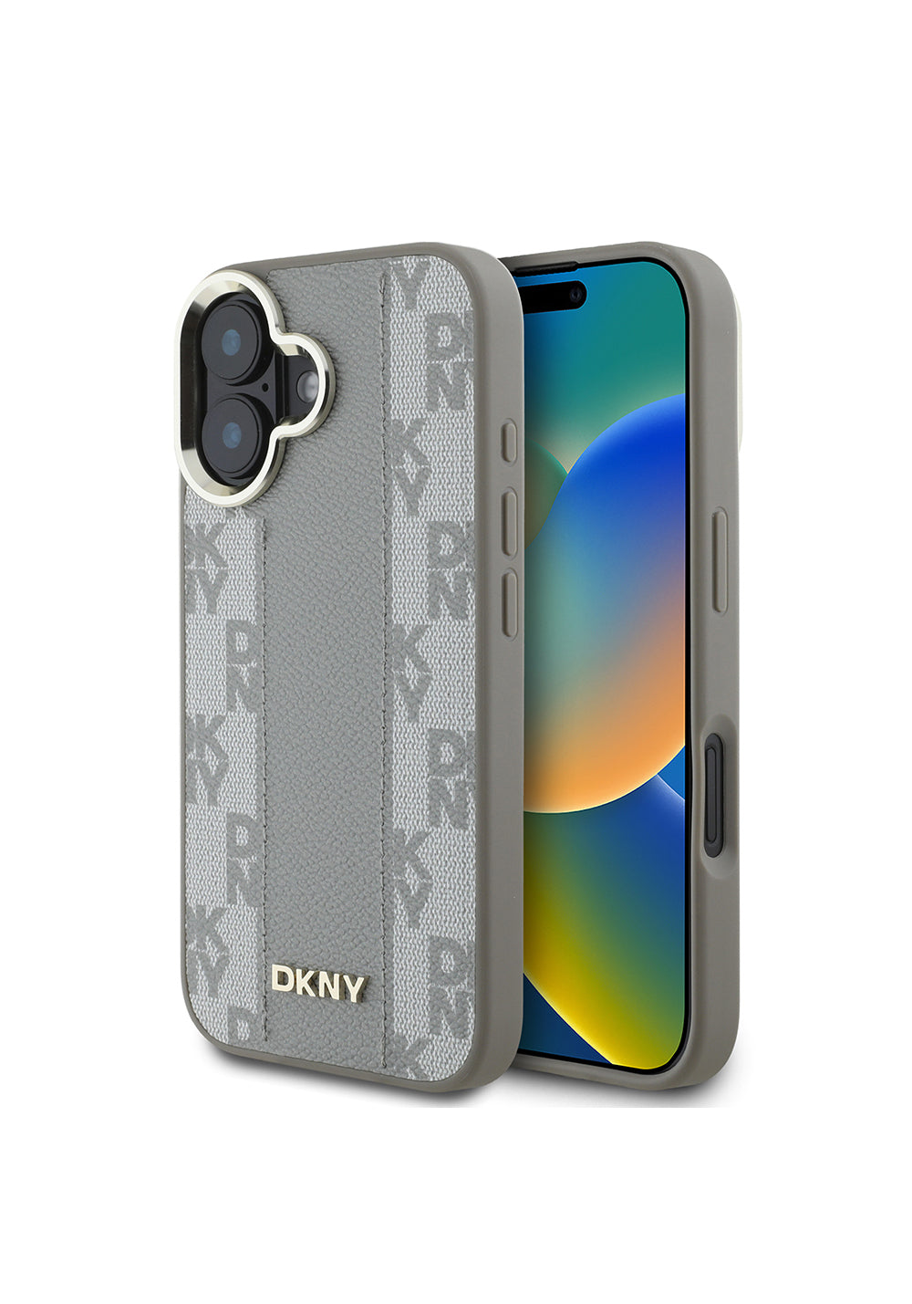 Apple iPhone 16 Kılıf DKNY Orijinal Lisanslı Manyetik Şarj Uyumlu 3D Yazılı Checkered Pattern Kapak