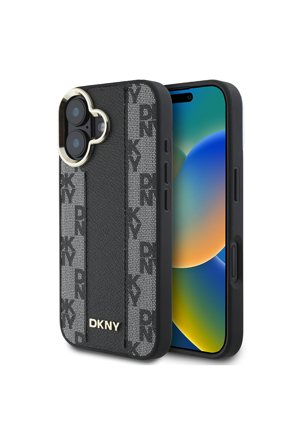 Apple iPhone 16 Kılıf DKNY Orijinal Lisanslı Manyetik Şarj Uyumlu 3D Yazılı Checkered Pattern Kapak