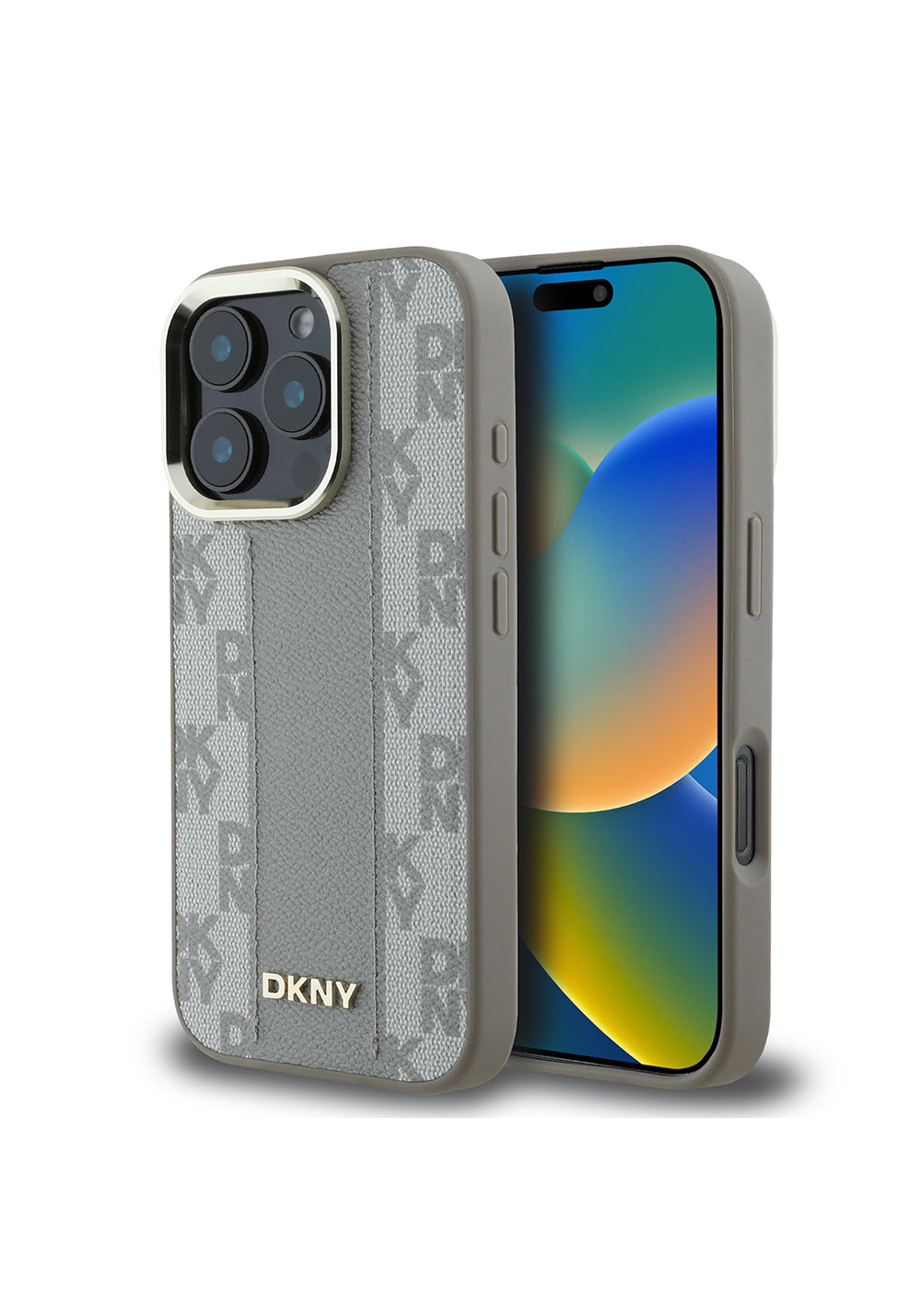 Apple iPhone 16 Pro Max Kılıf DKNY Orijinal Lisanslı Manyetik Şarj Uyumlu 3D Yazılı Checkered Pattern Kapak