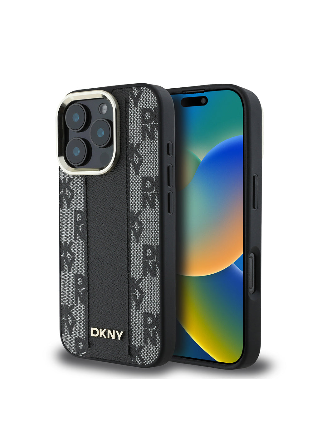 Apple iPhone 16 Pro Max Kılıf DKNY Orijinal Lisanslı Manyetik Şarj Uyumlu 3D Yazılı Checkered Pattern Kapak