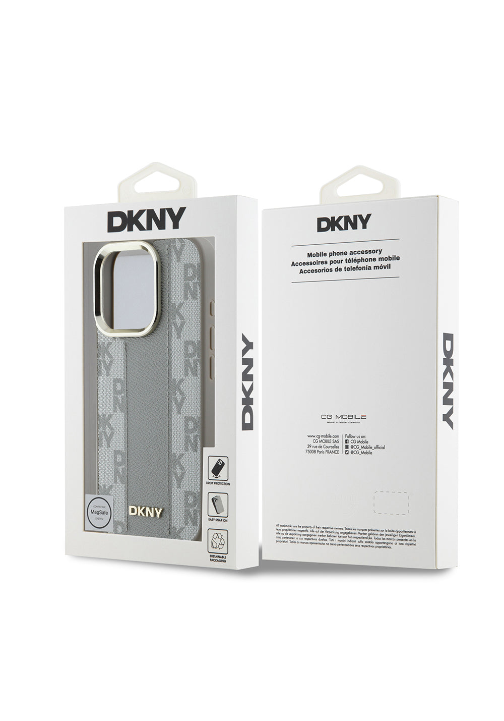 Apple iPhone 16 Pro Max Kılıf DKNY Orijinal Lisanslı Manyetik Şarj Uyumlu 3D Yazılı Checkered Pattern Kapak
