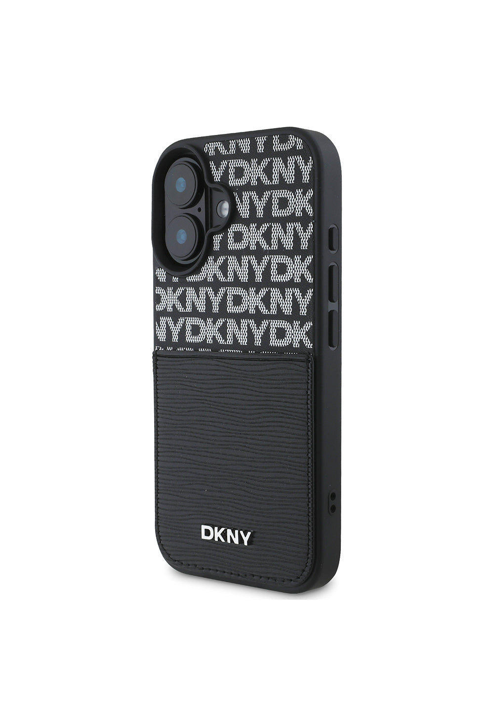 Apple iPhone 16 Kılıf DKNY Orijinal Lisanslı Kartlıklı 3D Yazılı Repeat Texture Pattern Kapak