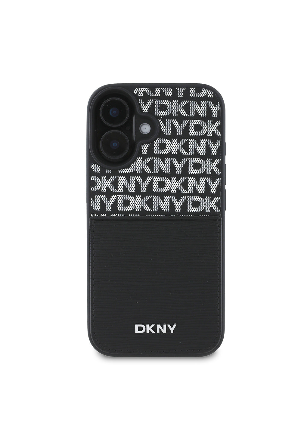 Apple iPhone 16 Kılıf DKNY Orijinal Lisanslı Kartlıklı 3D Yazılı Repeat Texture Pattern Kapak