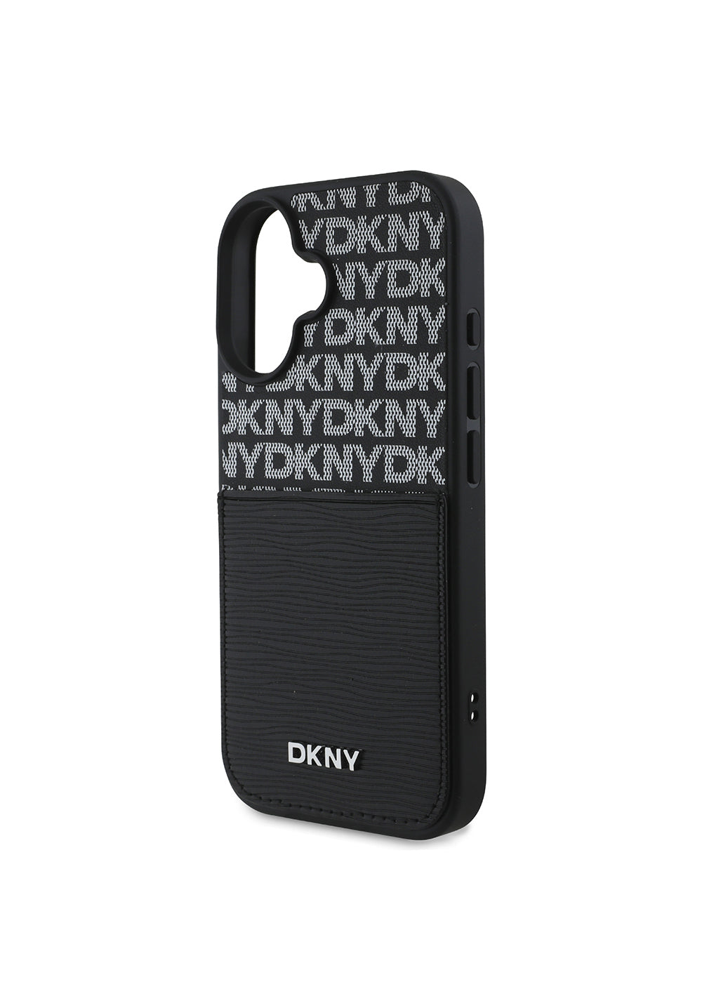 Apple iPhone 16 Kılıf DKNY Orijinal Lisanslı Kartlıklı 3D Yazılı Repeat Texture Pattern Kapak