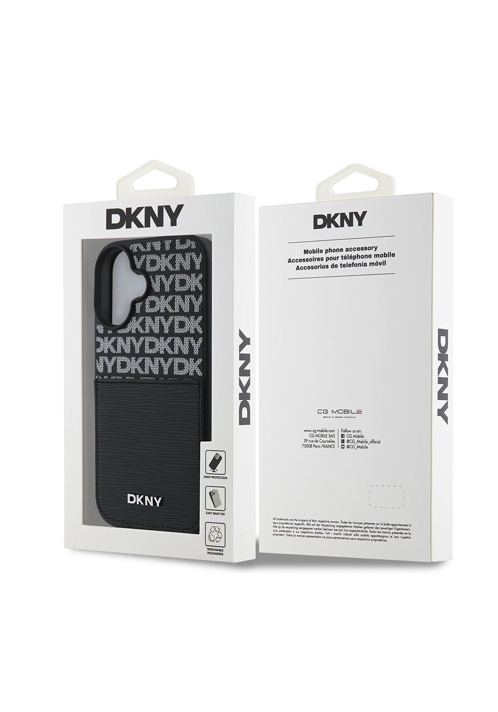 Apple iPhone 16 Kılıf DKNY Orijinal Lisanslı Kartlıklı 3D Yazılı Repeat Texture Pattern Kapak