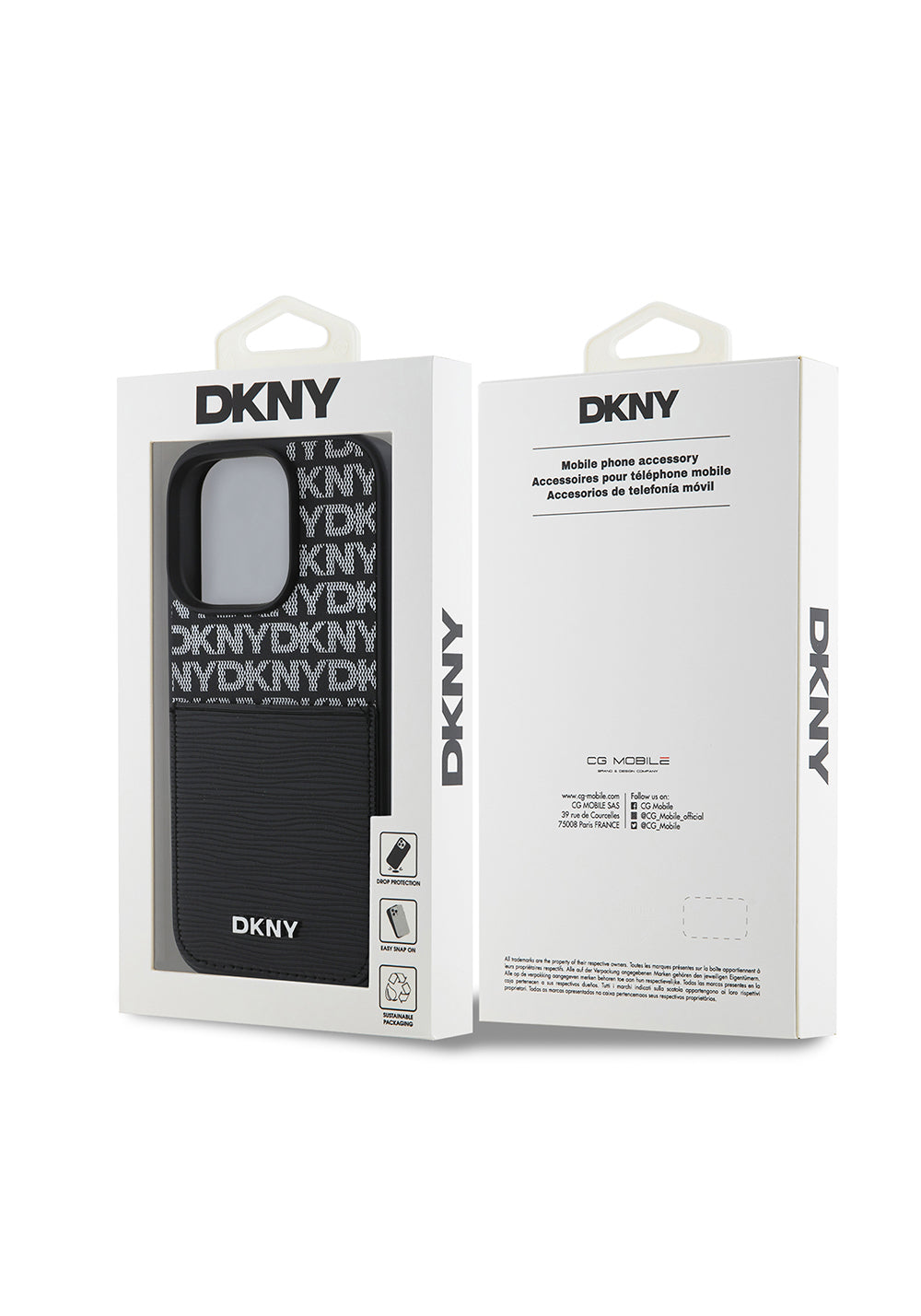 Apple iPhone 16 Pro Kılıf DKNY Orijinal Lisanslı Kartlıklı 3D Yazılı Repeat Texture Pattern Kapak
