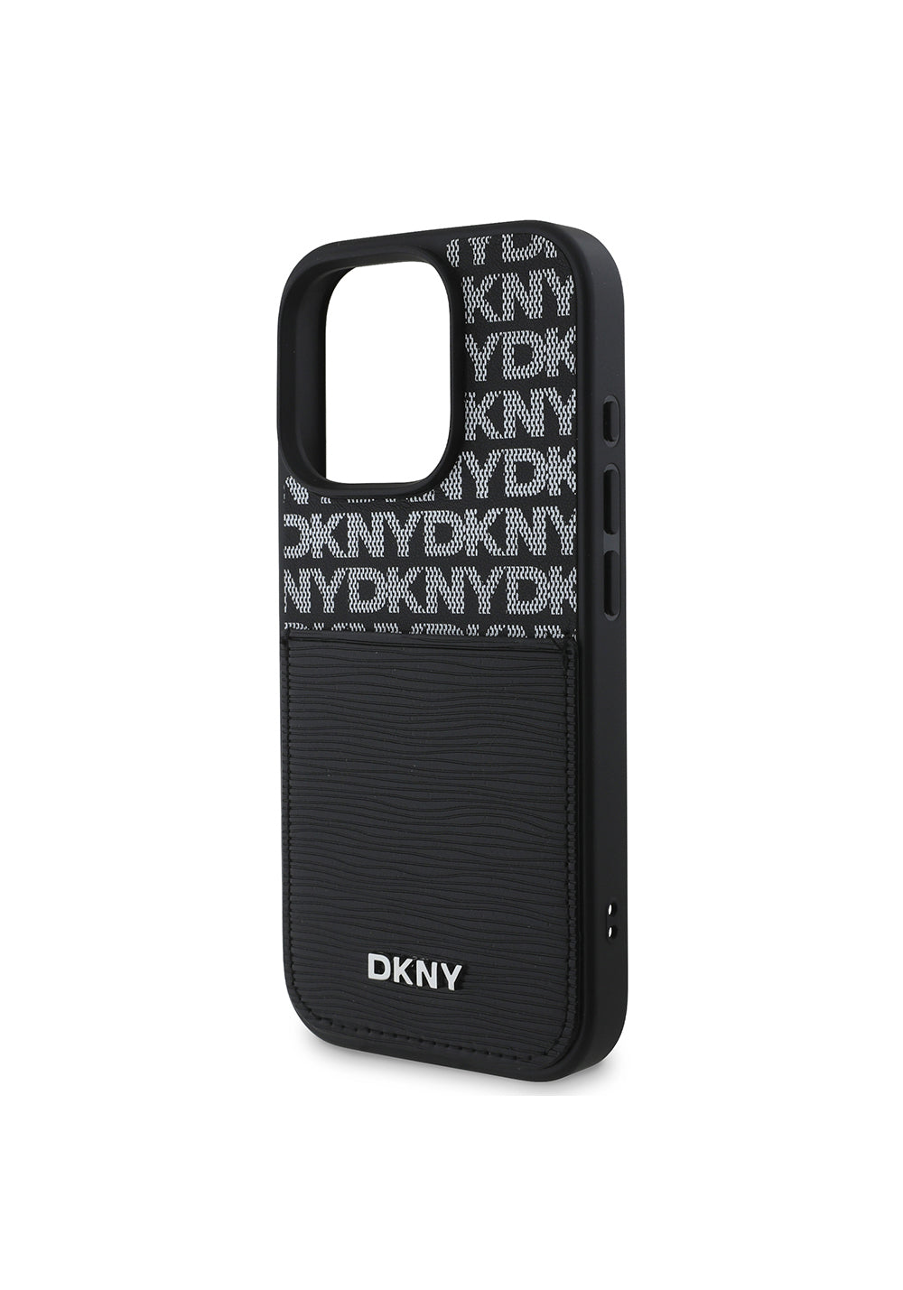 Apple iPhone 16 Pro Max Kılıf DKNY Orijinal Lisanslı Kartlıklı 3D Yazılı Repeat Texture Pattern Kapak