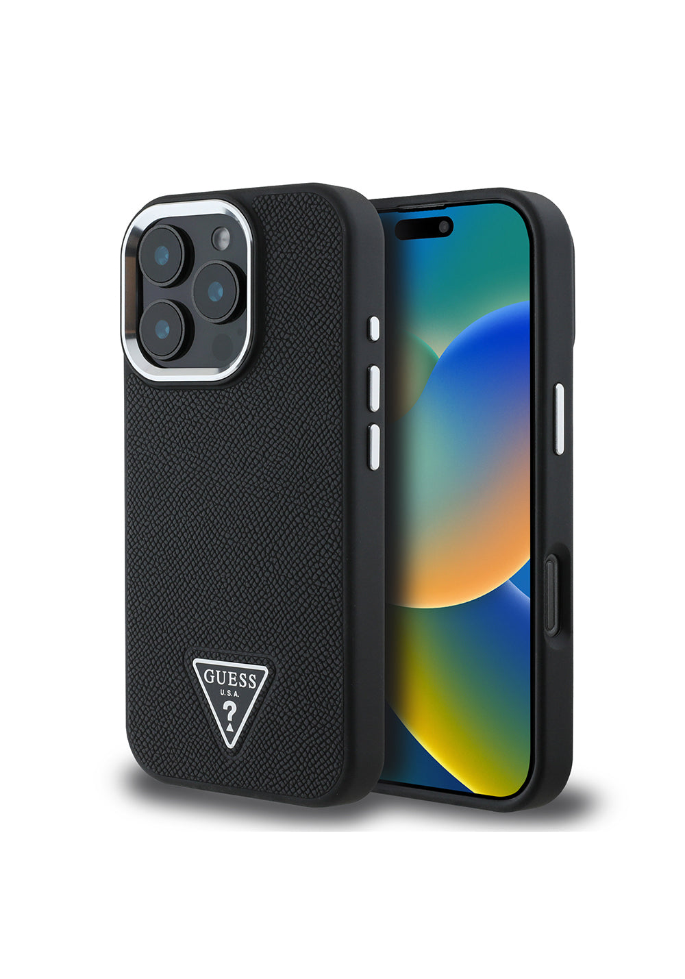 Apple iPhone 16 Pro Max Kılıf Guess Orijinal Lisanslı Manyetik Şarj Uyumlu Grained Triangle Kapak