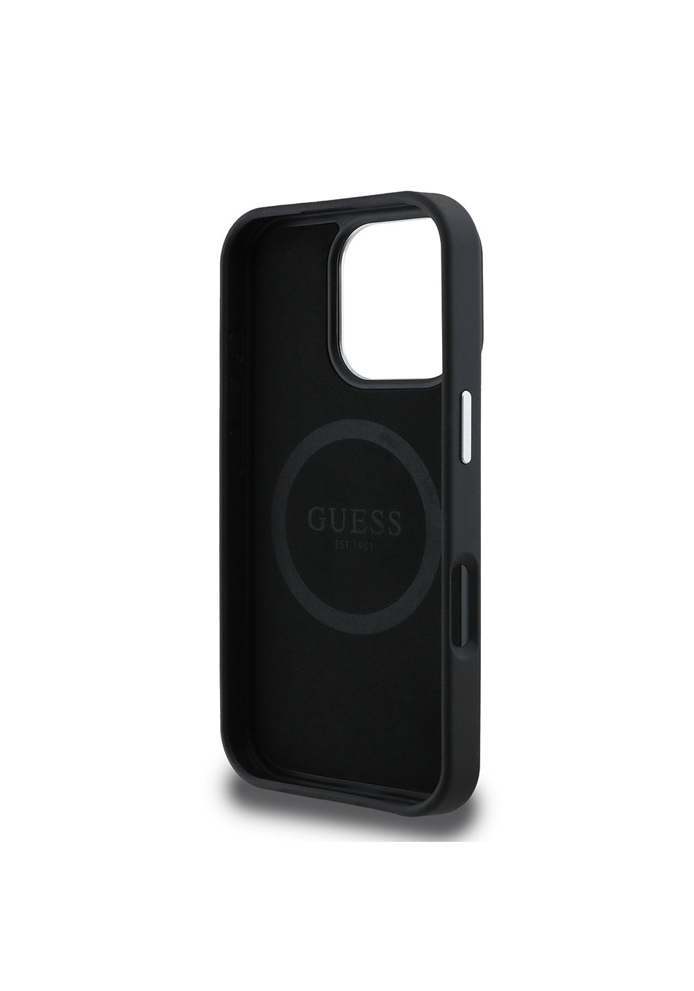 Apple iPhone 16 Pro Max Kılıf Guess Orijinal Lisanslı Manyetik Şarj Uyumlu Grained Triangle Kapak