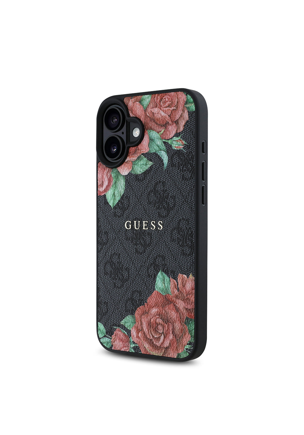 Apple iPhone 16 Kılıf Guess Orijinal Lisanslı Manyetik Şarj Uyumlu Gül Baskılı 4G Desenli Yazı Logolu Kapak