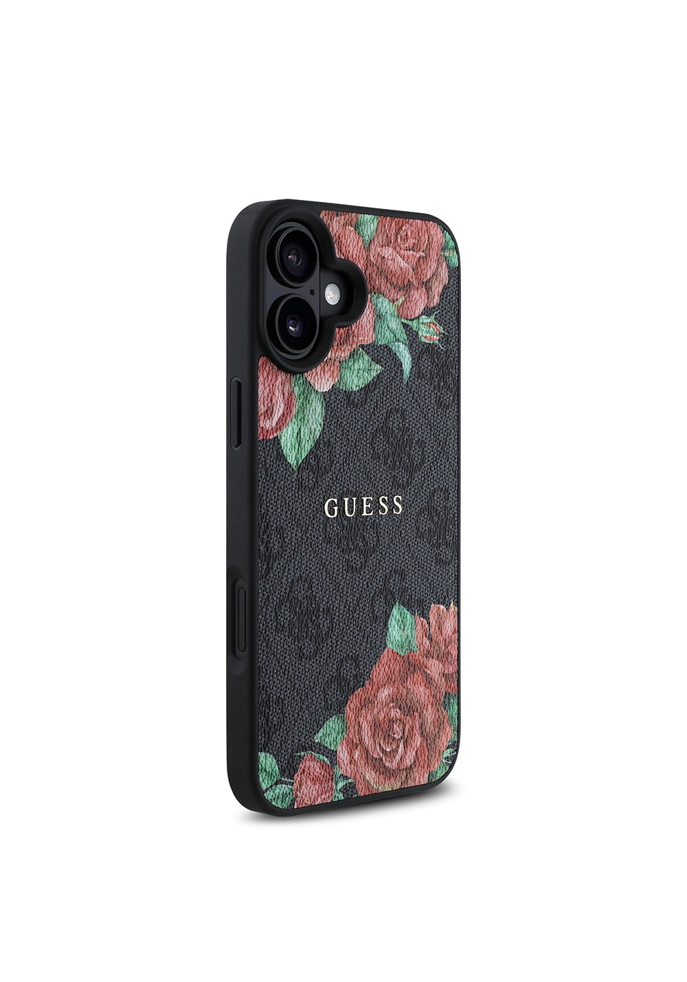 Apple iPhone 16 Kılıf Guess Orijinal Lisanslı Manyetik Şarj Uyumlu Gül Baskılı 4G Desenli Yazı Logolu Kapak