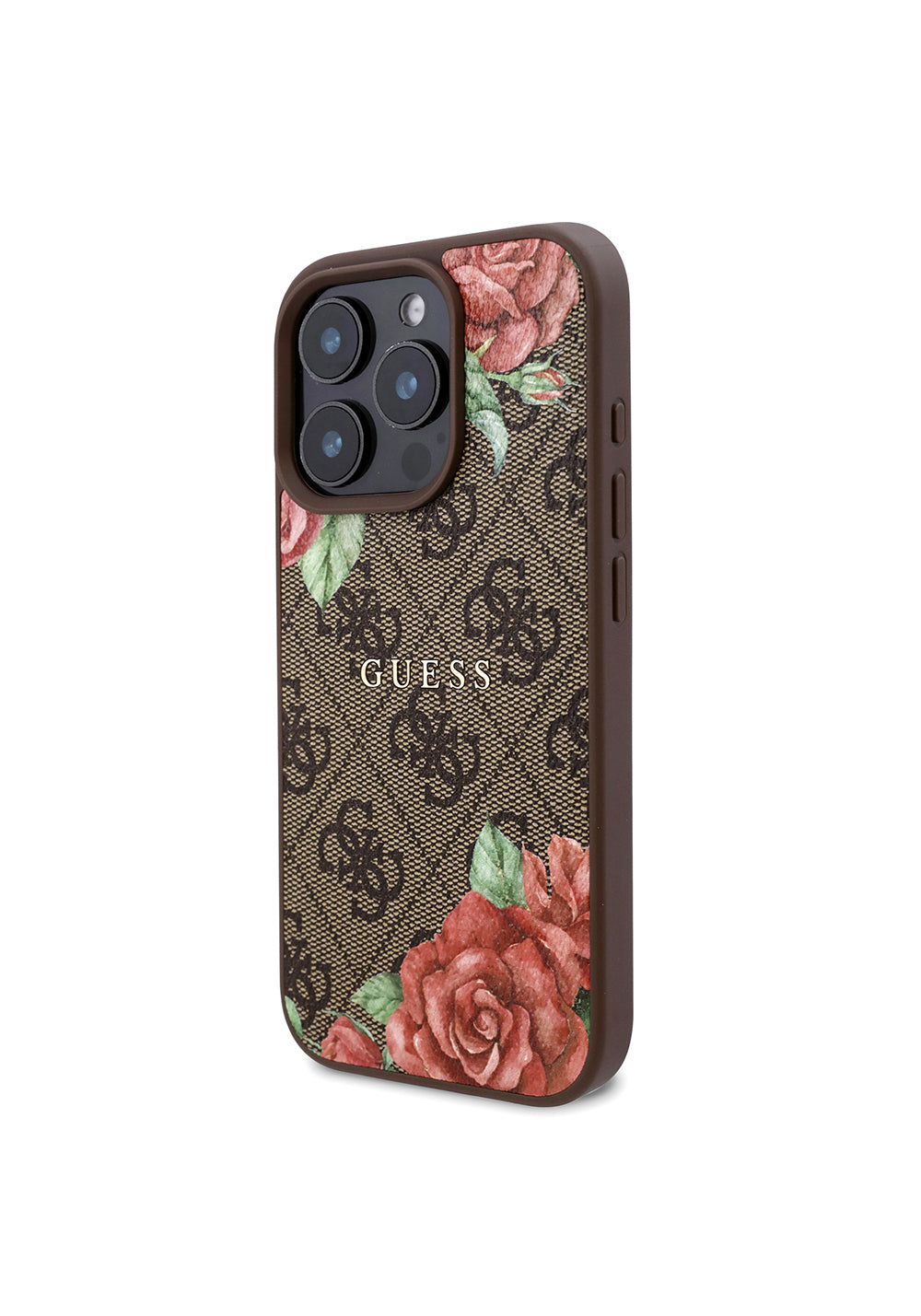 Apple iPhone 16 Pro Kılıf Guess Orijinal Lisanslı Manyetik Şarj Uyumlu Gül Baskılı 4G Desenli Yazı Logolu Kapak
