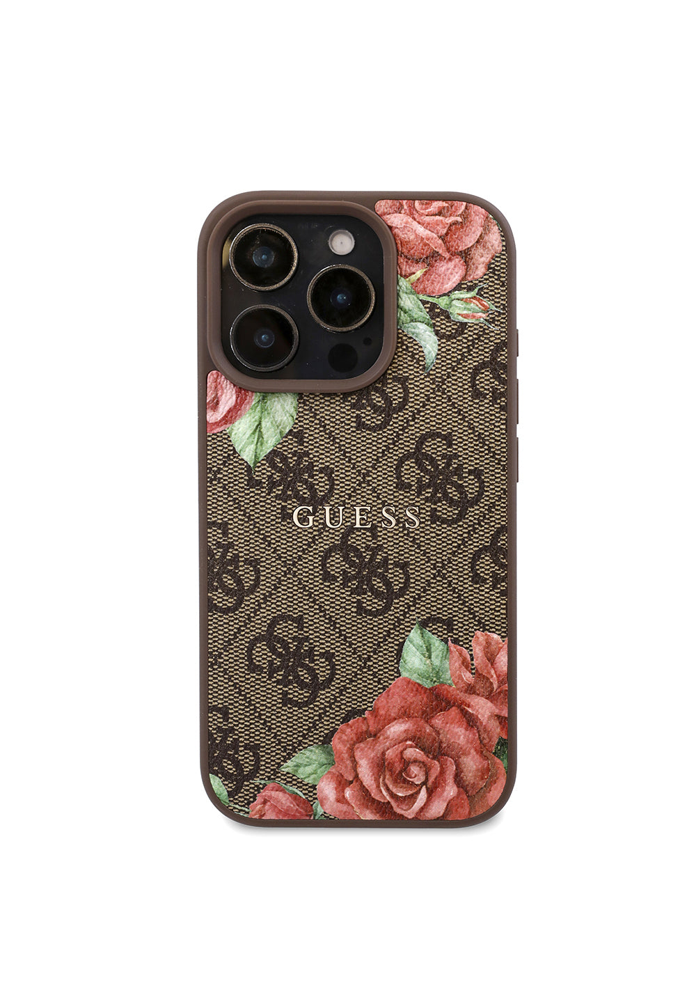 Apple iPhone 16 Pro Kılıf Guess Orijinal Lisanslı Manyetik Şarj Uyumlu Gül Baskılı 4G Desenli Yazı Logolu Kapak