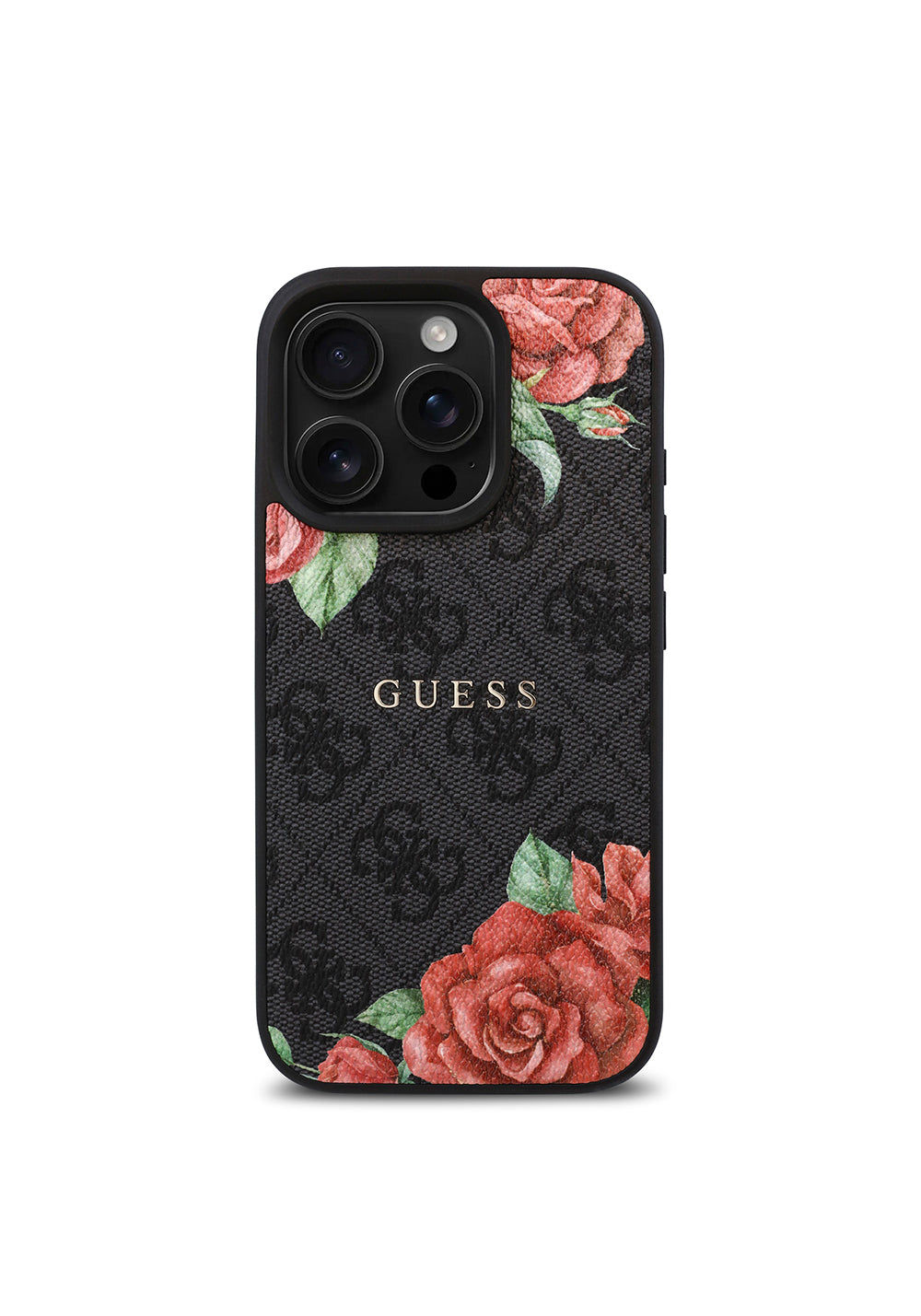 Apple iPhone 16 Pro Max Kılıf Guess Orijinal Lisanslı Manyetik Şarj Uyumlu Gül Baskılı 4G Desenli Yazı Logolu Kapak