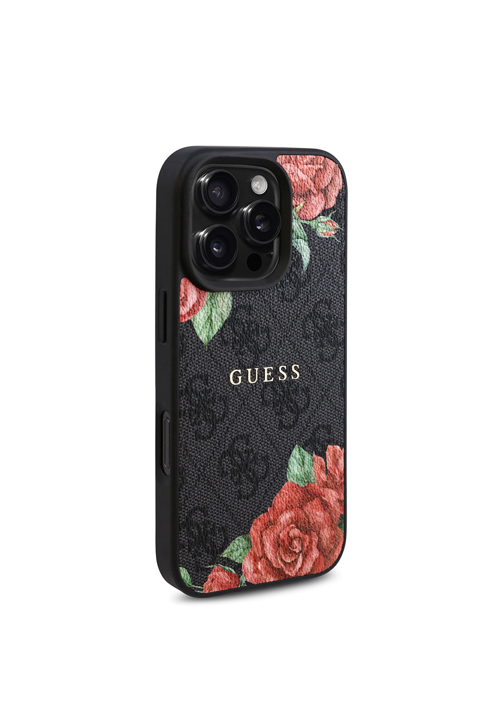 Apple iPhone 16 Pro Max Kılıf Guess Orijinal Lisanslı Manyetik Şarj Uyumlu Gül Baskılı 4G Desenli Yazı Logolu Kapak