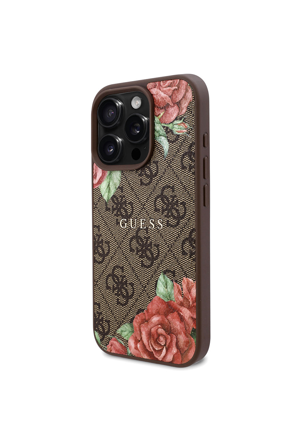 Apple iPhone 16 Pro Max Kılıf Guess Orijinal Lisanslı Manyetik Şarj Uyumlu Gül Baskılı 4G Desenli Yazı Logolu Kapak