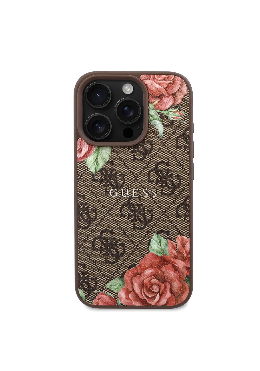 Apple iPhone 16 Pro Max Kılıf Guess Orijinal Lisanslı Manyetik Şarj Uyumlu Gül Baskılı 4G Desenli Yazı Logolu Kapak