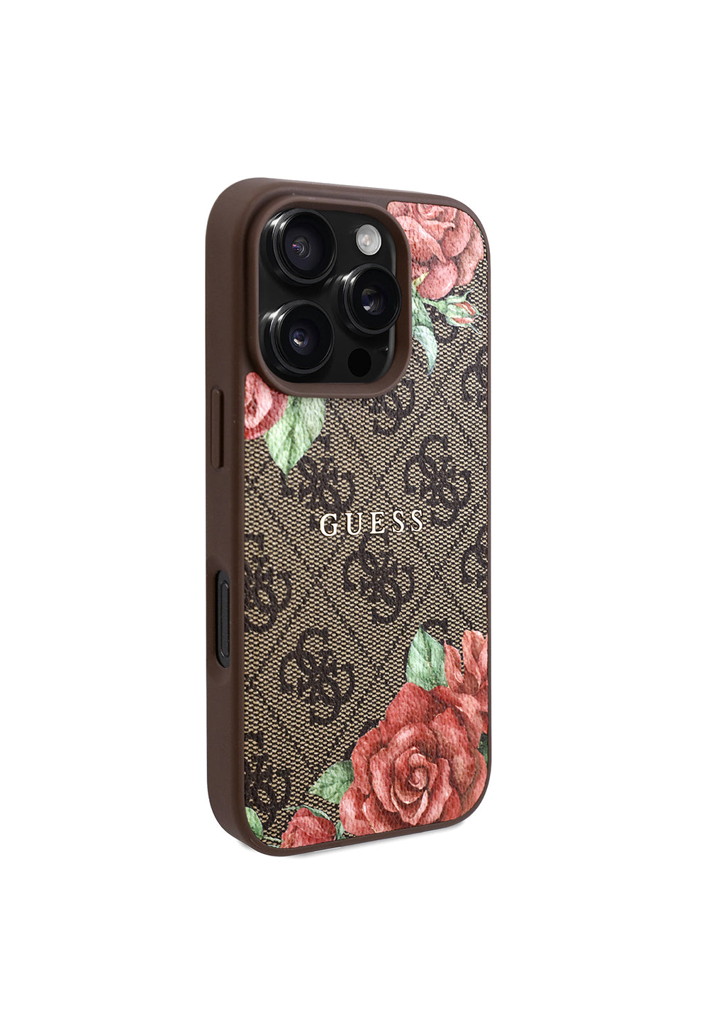 Apple iPhone 16 Pro Max Kılıf Guess Orijinal Lisanslı Manyetik Şarj Uyumlu Gül Baskılı 4G Desenli Yazı Logolu Kapak