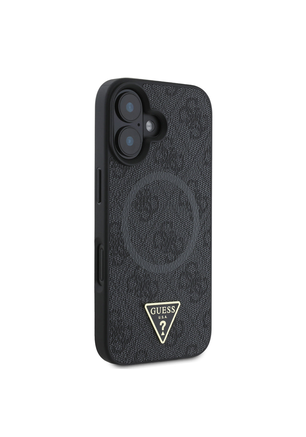 Apple iPhone 16 Kılıf Guess Orijinal Lisanslı Manyetik Şarj Uyumlu PU Üçgen Logo 4G Desenli Kapak