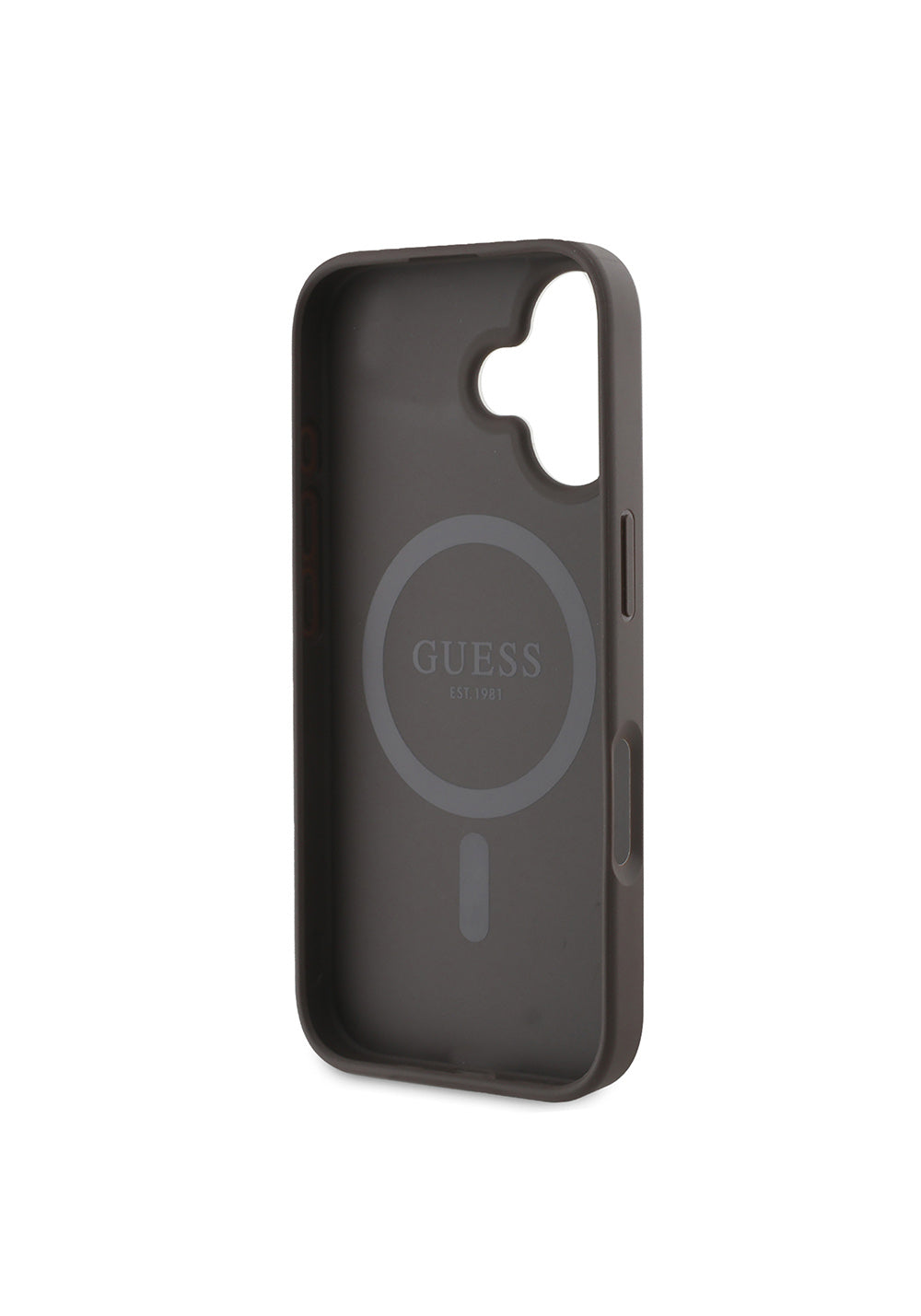 Apple iPhone 16 Kılıf Guess Orijinal Lisanslı Manyetik Şarj Uyumlu PU Üçgen Logo 4G Desenli Kapak