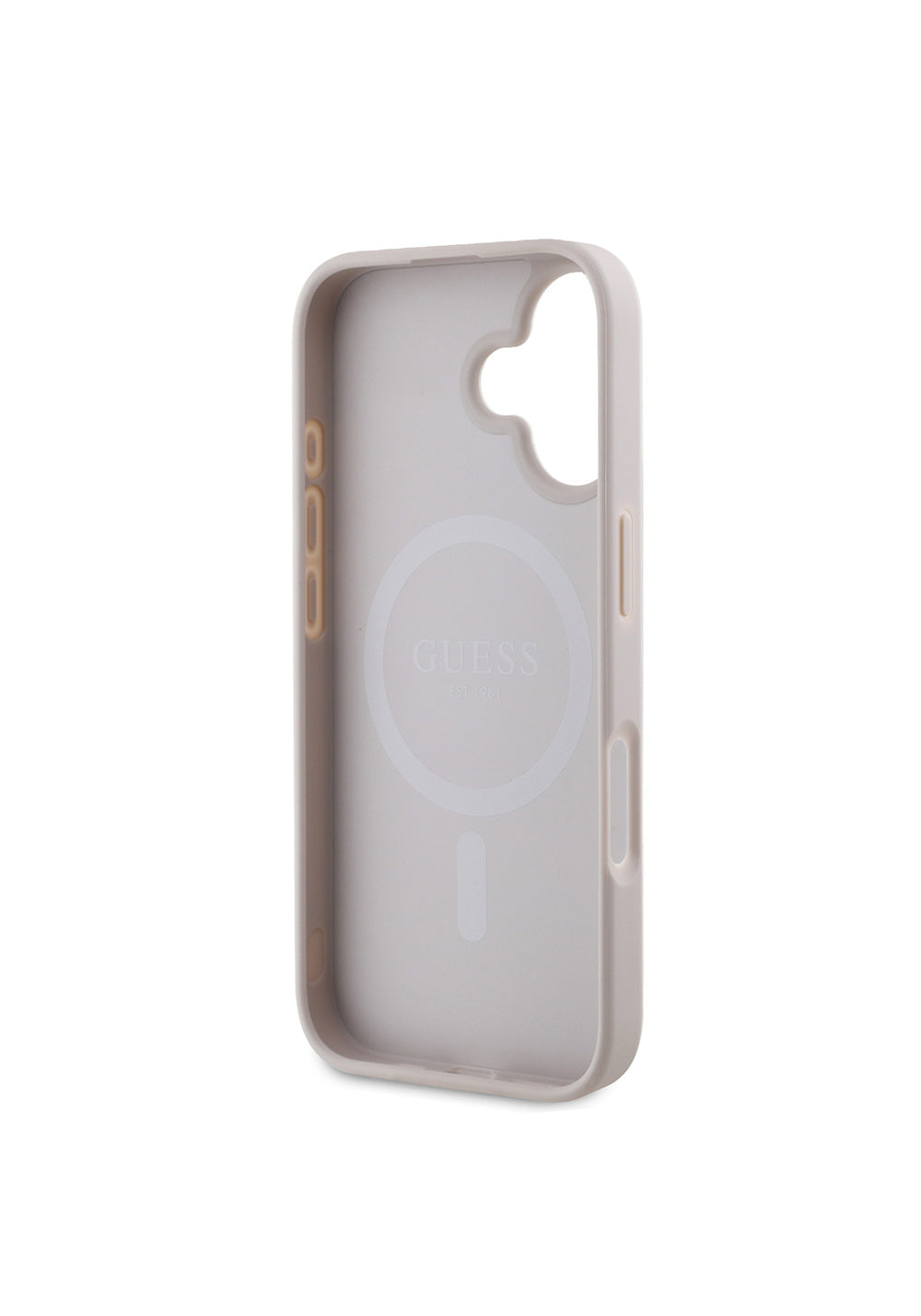 Apple iPhone 16 Kılıf Guess Orijinal Lisanslı Manyetik Şarj Uyumlu PU Üçgen Logo 4G Desenli Kapak