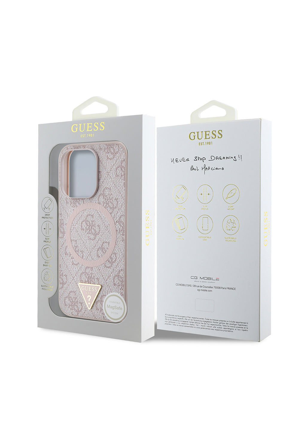 Apple iPhone 16 Pro Max Kılıf Guess Orijinal Lisanslı Manyetik Şarj Uyumlu PU Üçgen Logo 4G Desenli Kapak